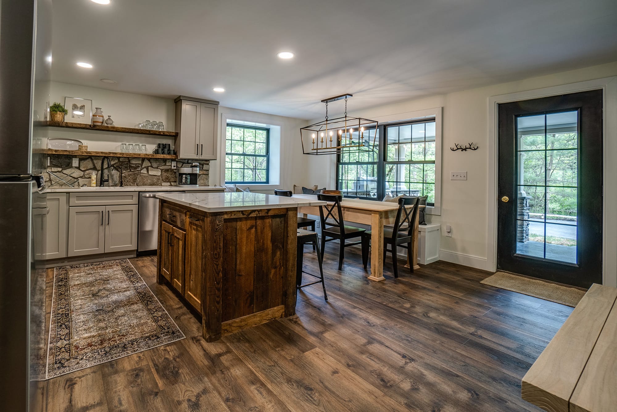 Rustic kitchen with dining area.