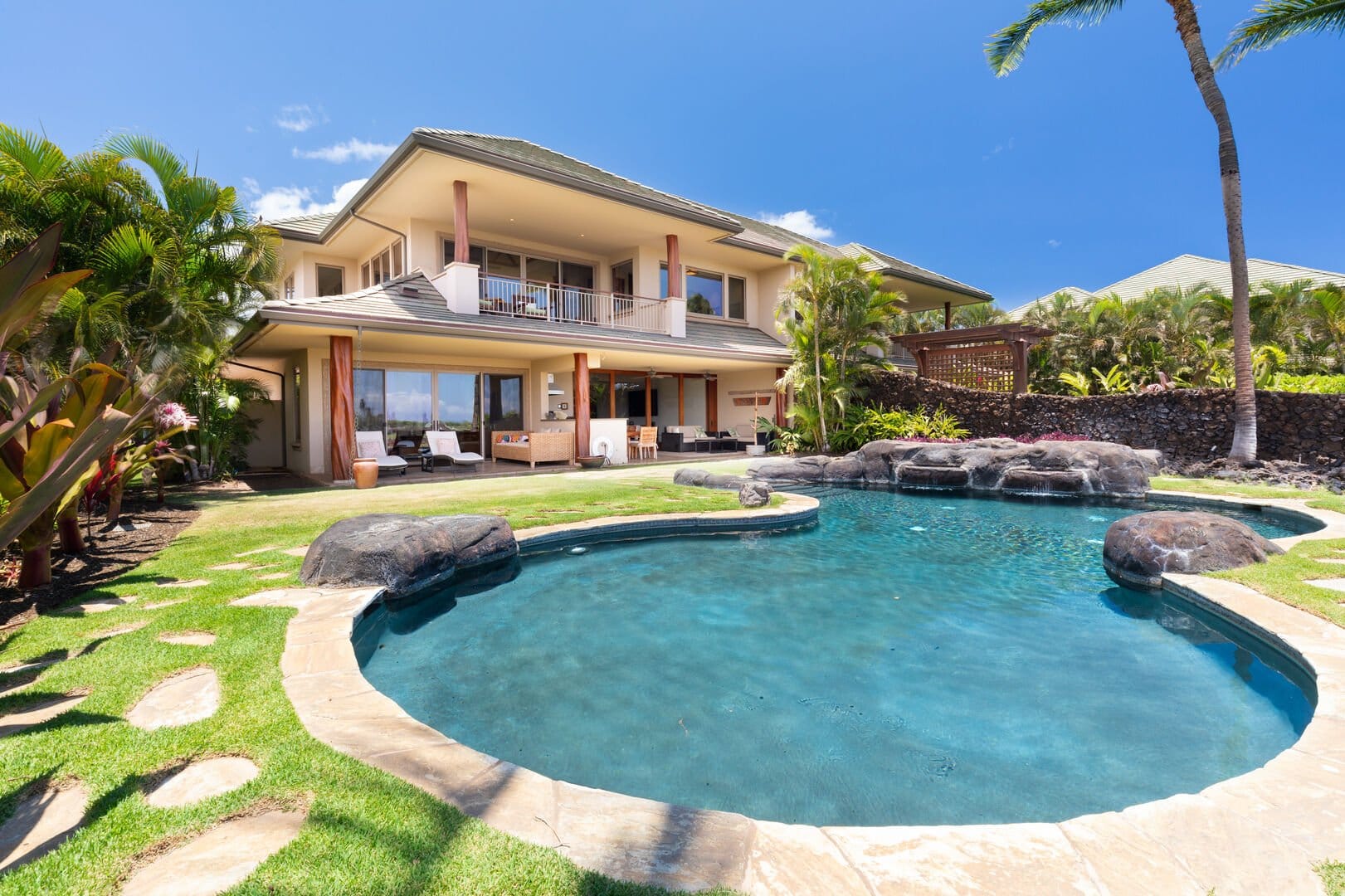 Modern house with pool and garden.