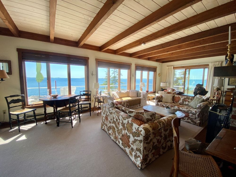 Cozy living room with ocean view.