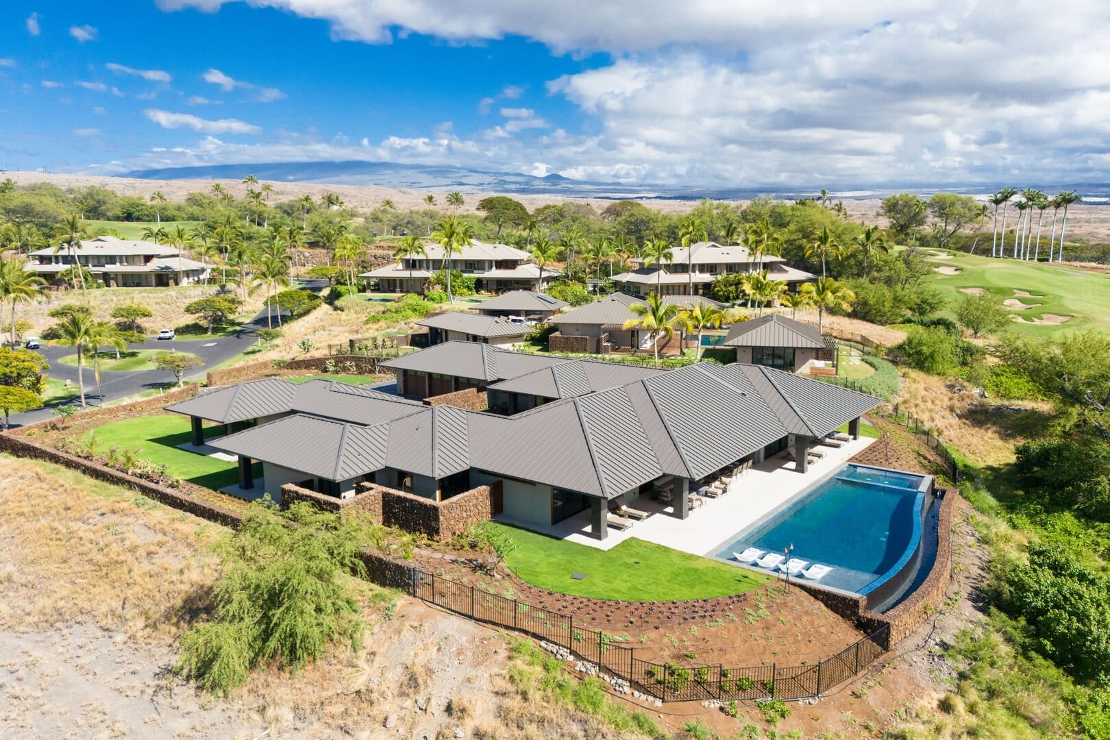 Luxury hilltop homes with pool.