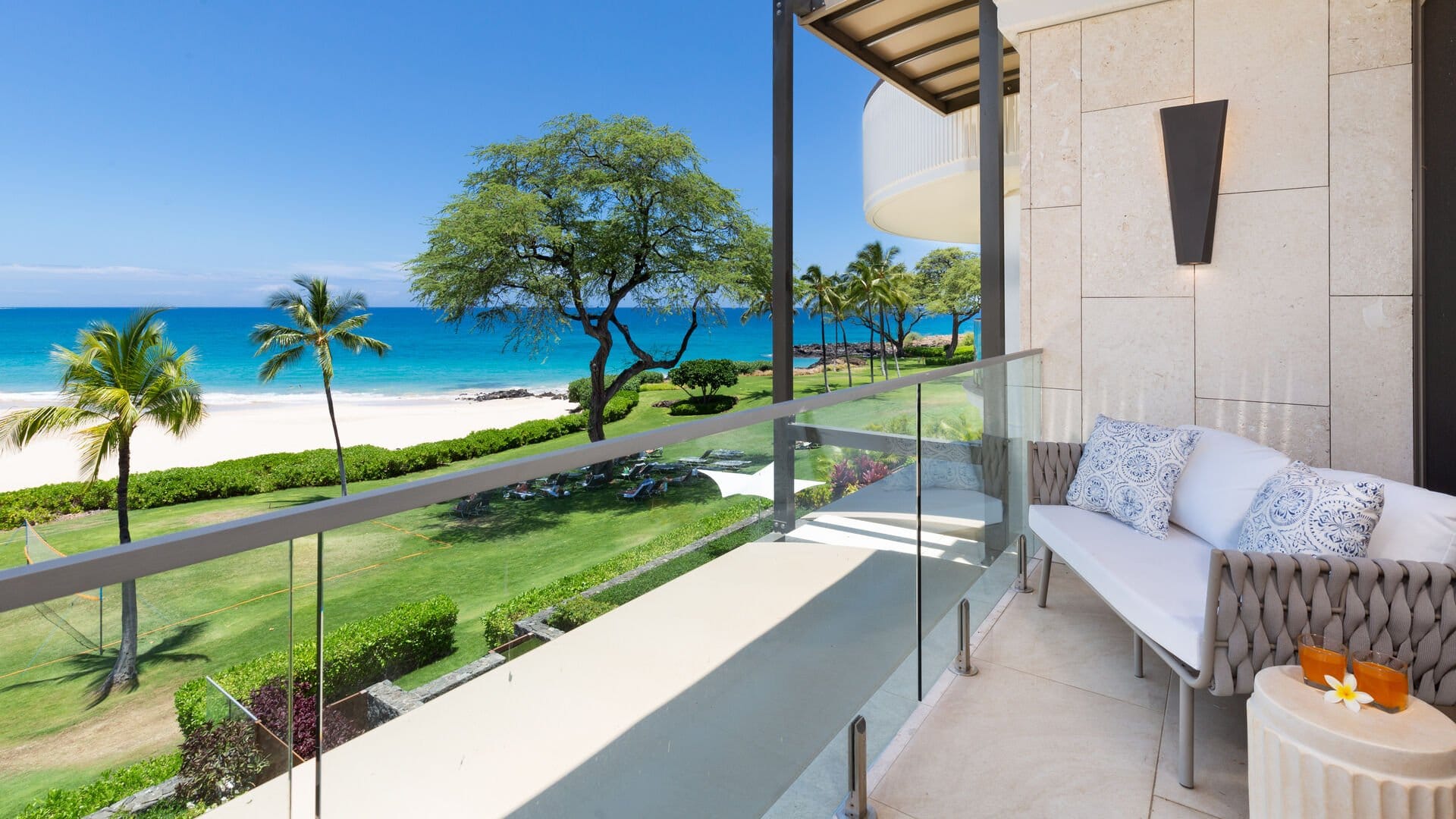 Beachfront balcony with ocean view