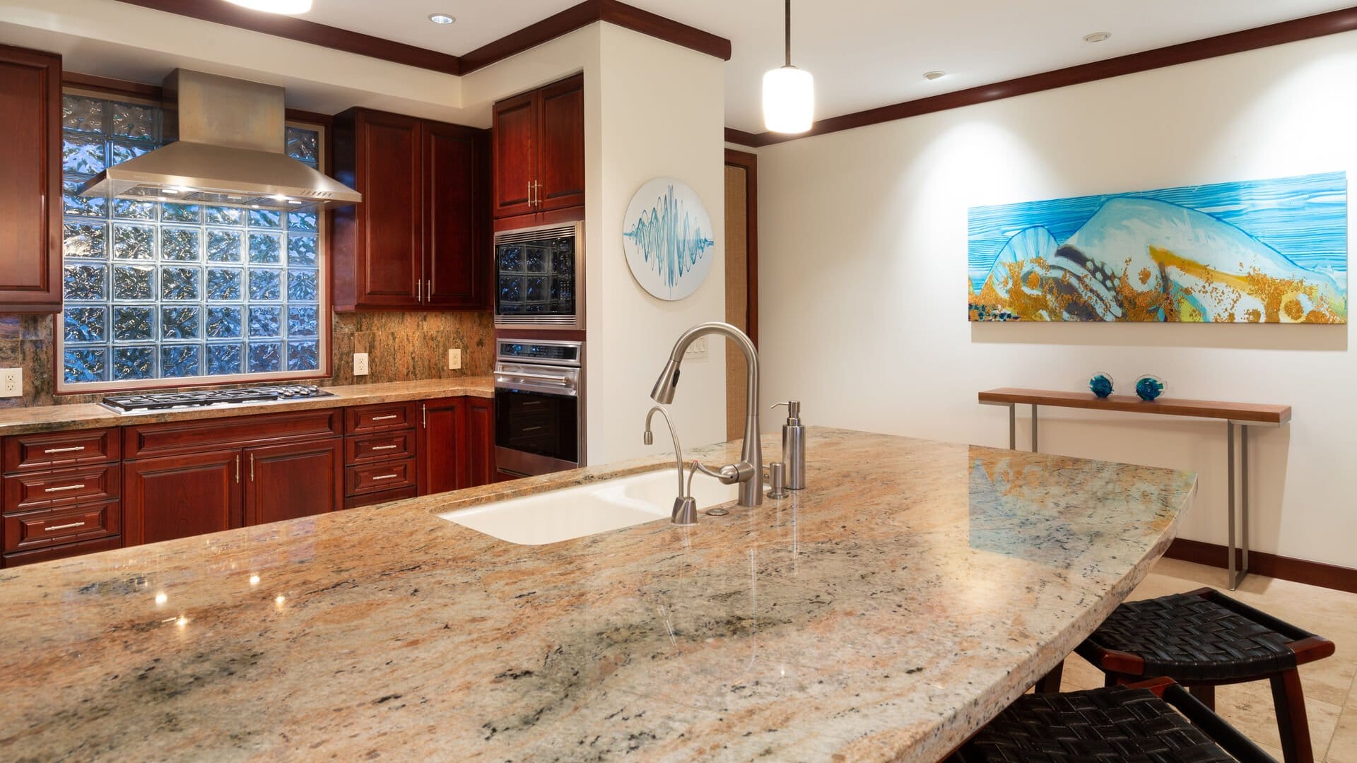 Modern kitchen with granite countertops