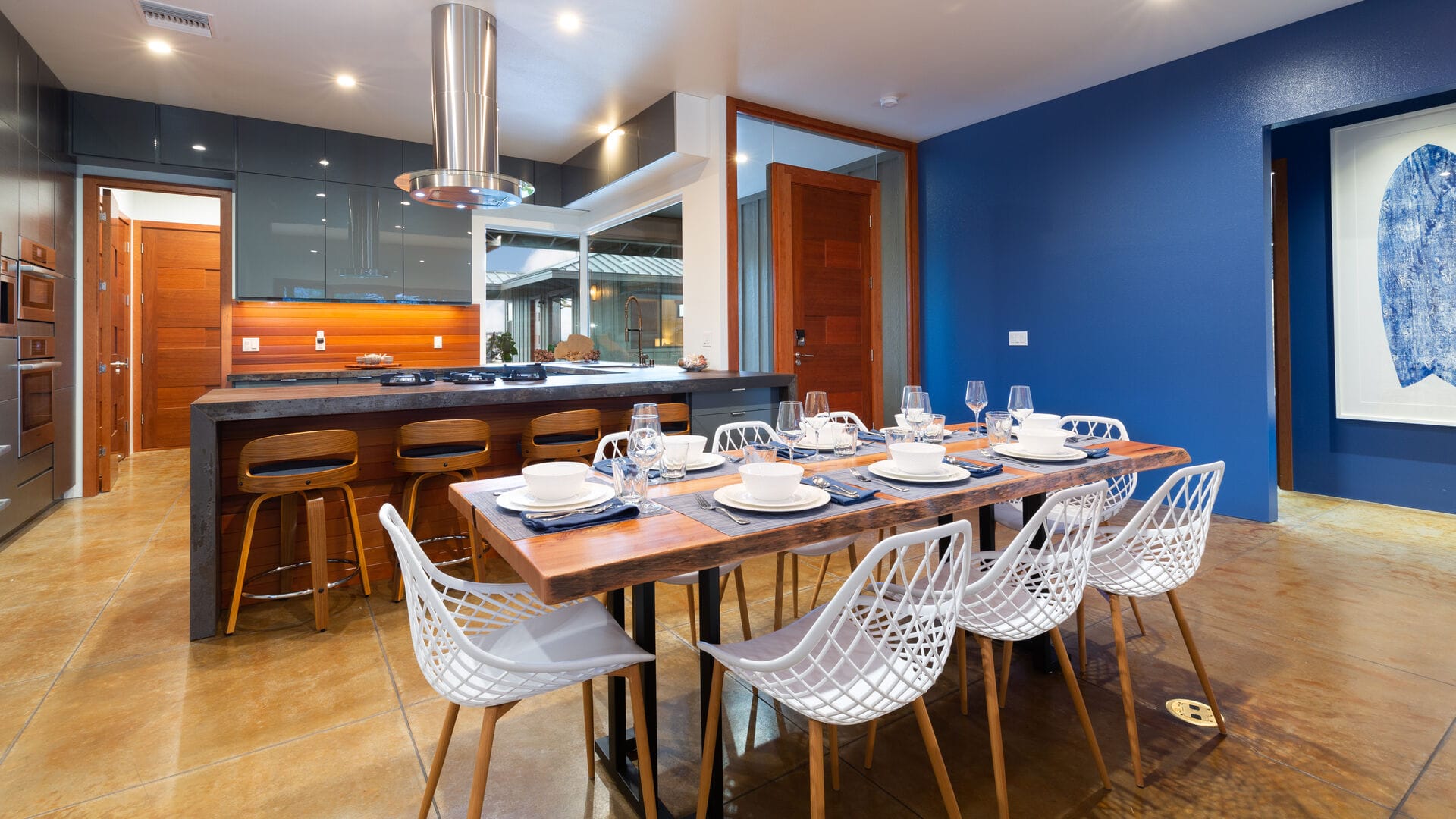 Modern kitchen and dining area