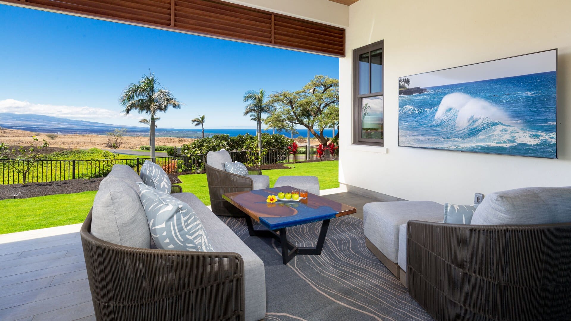 Patio with ocean view.