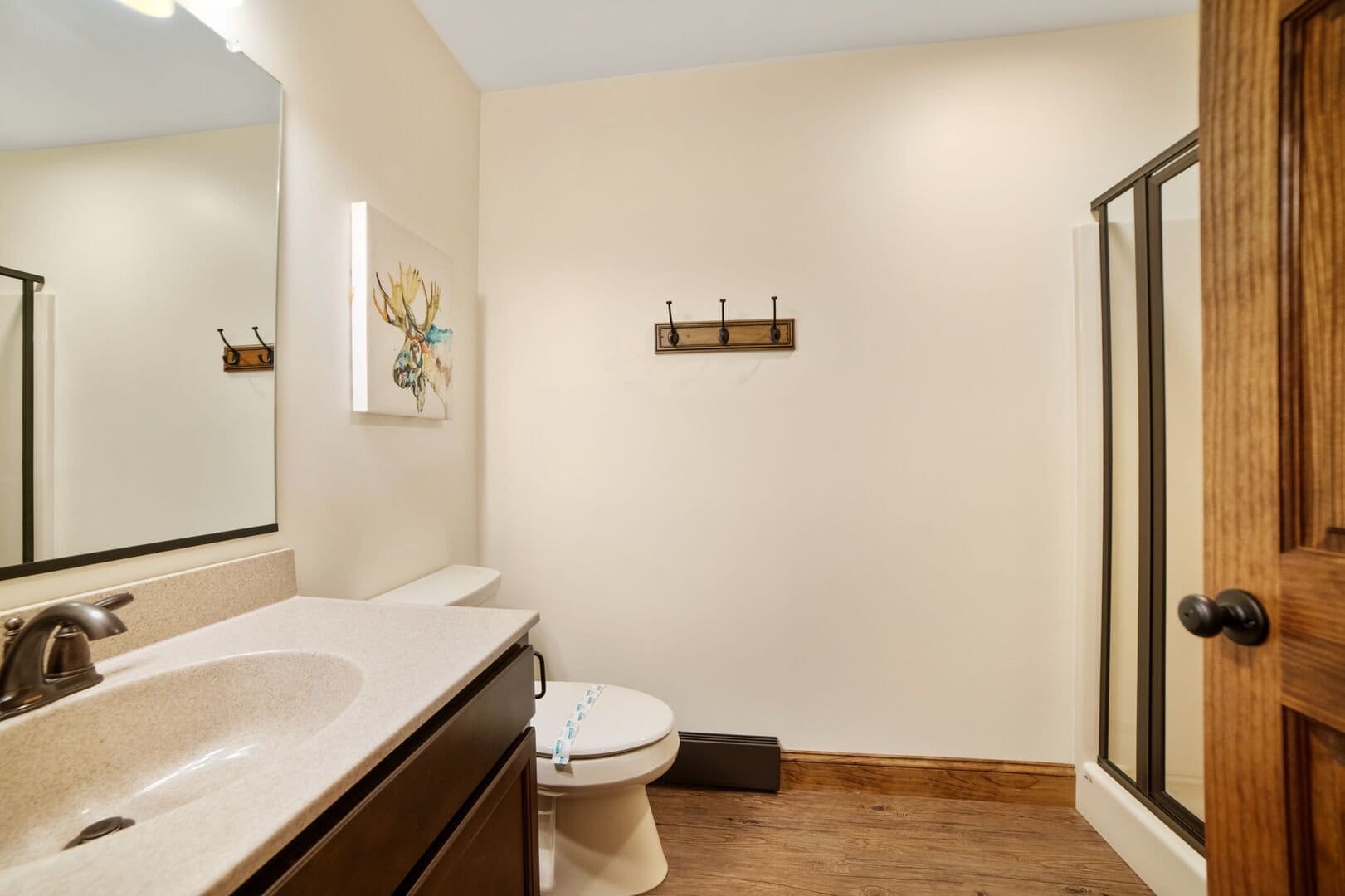 Simple bathroom with a shower.