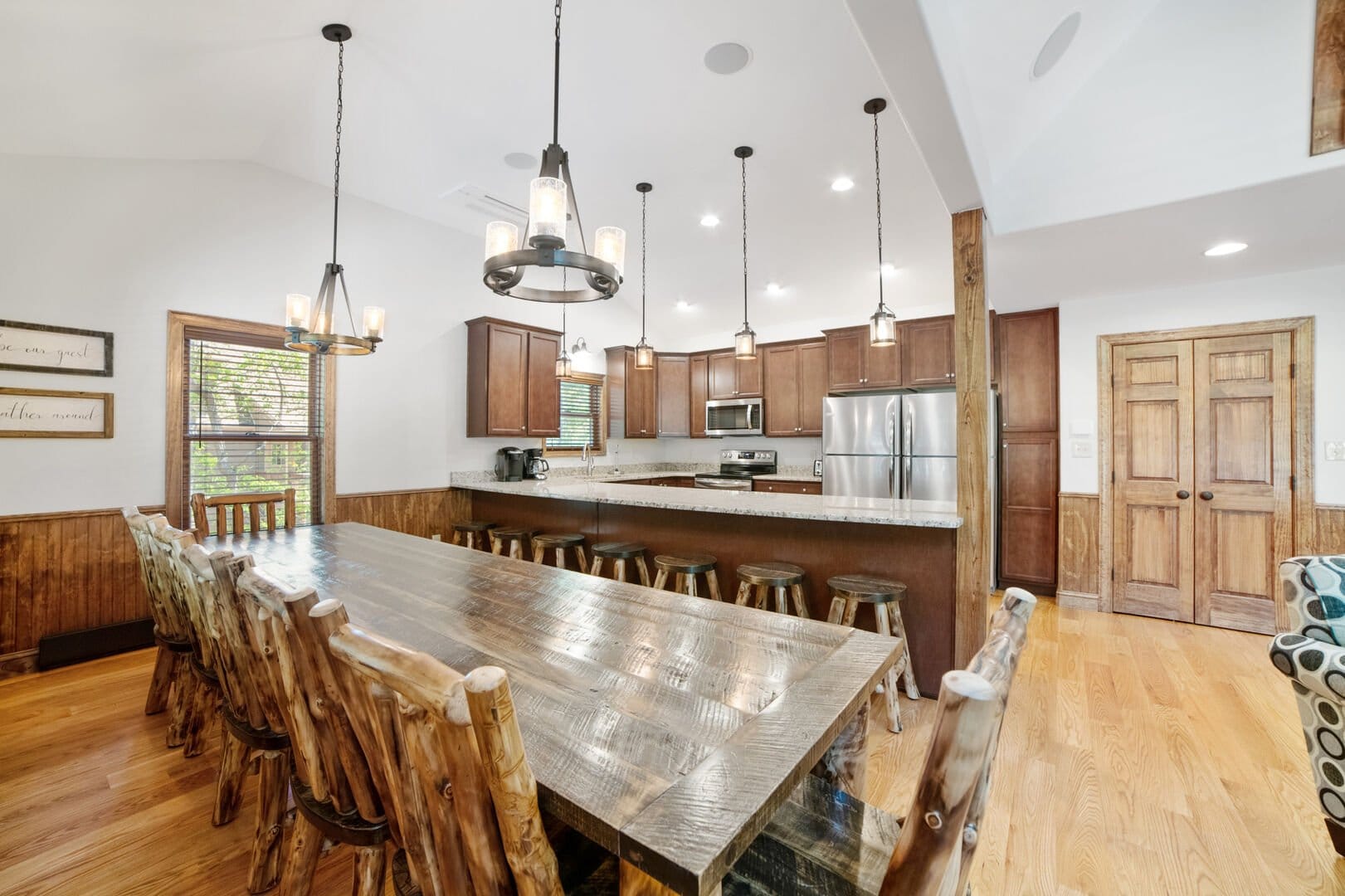 Rustic kitchen and dining area.