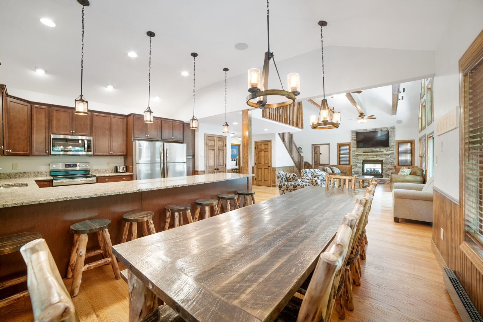 Rustic kitchen and dining area.