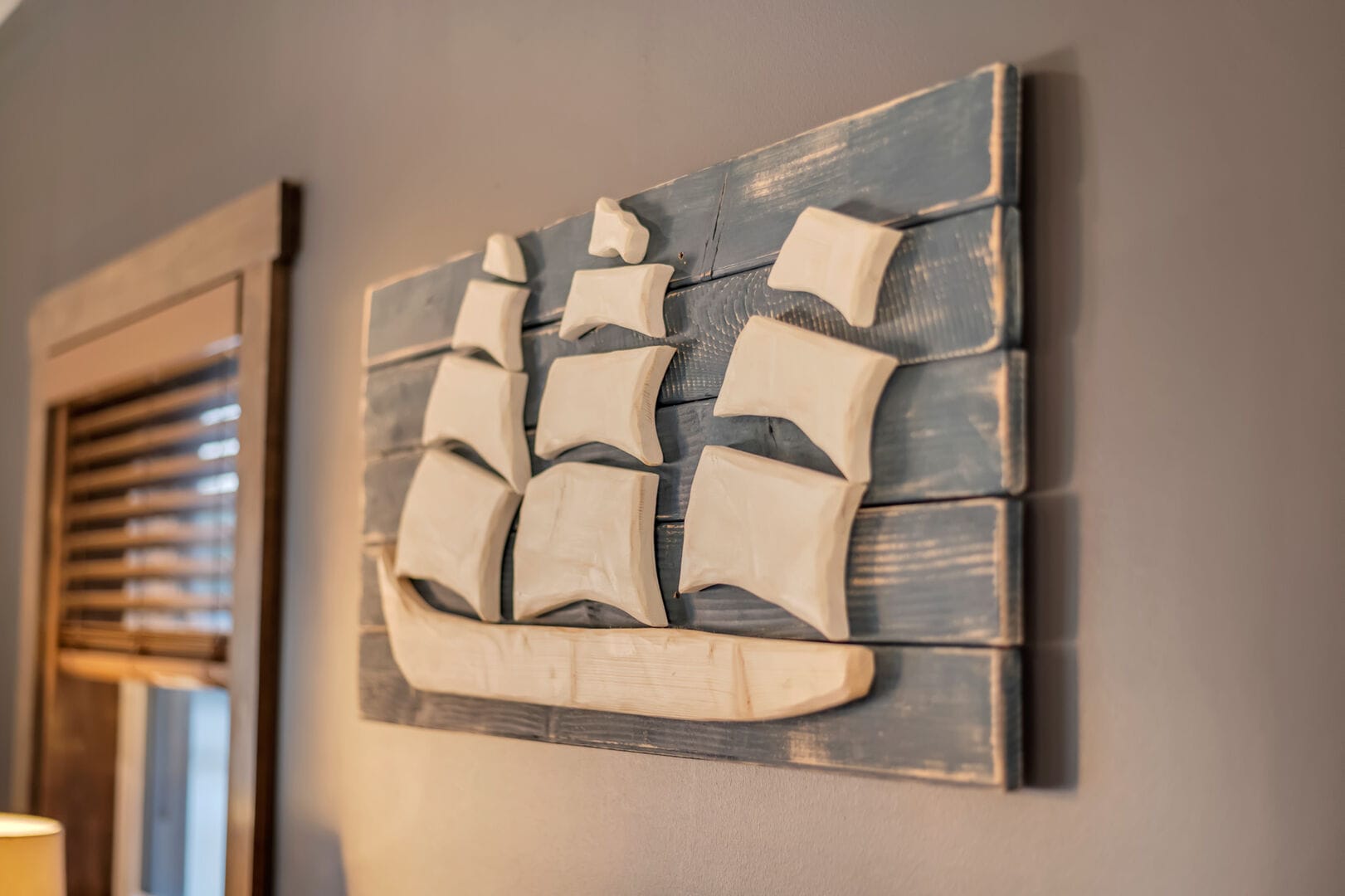 Wooden ship wall art decoration.