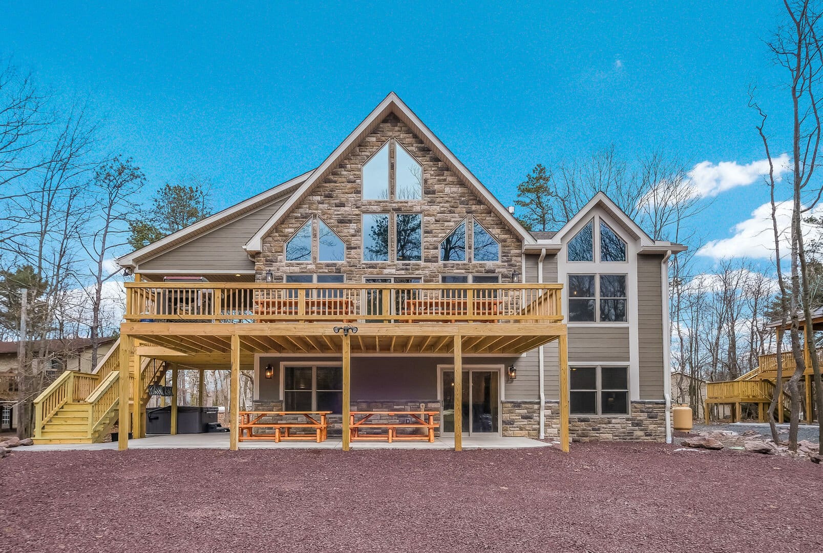 Modern cabin with large deck.