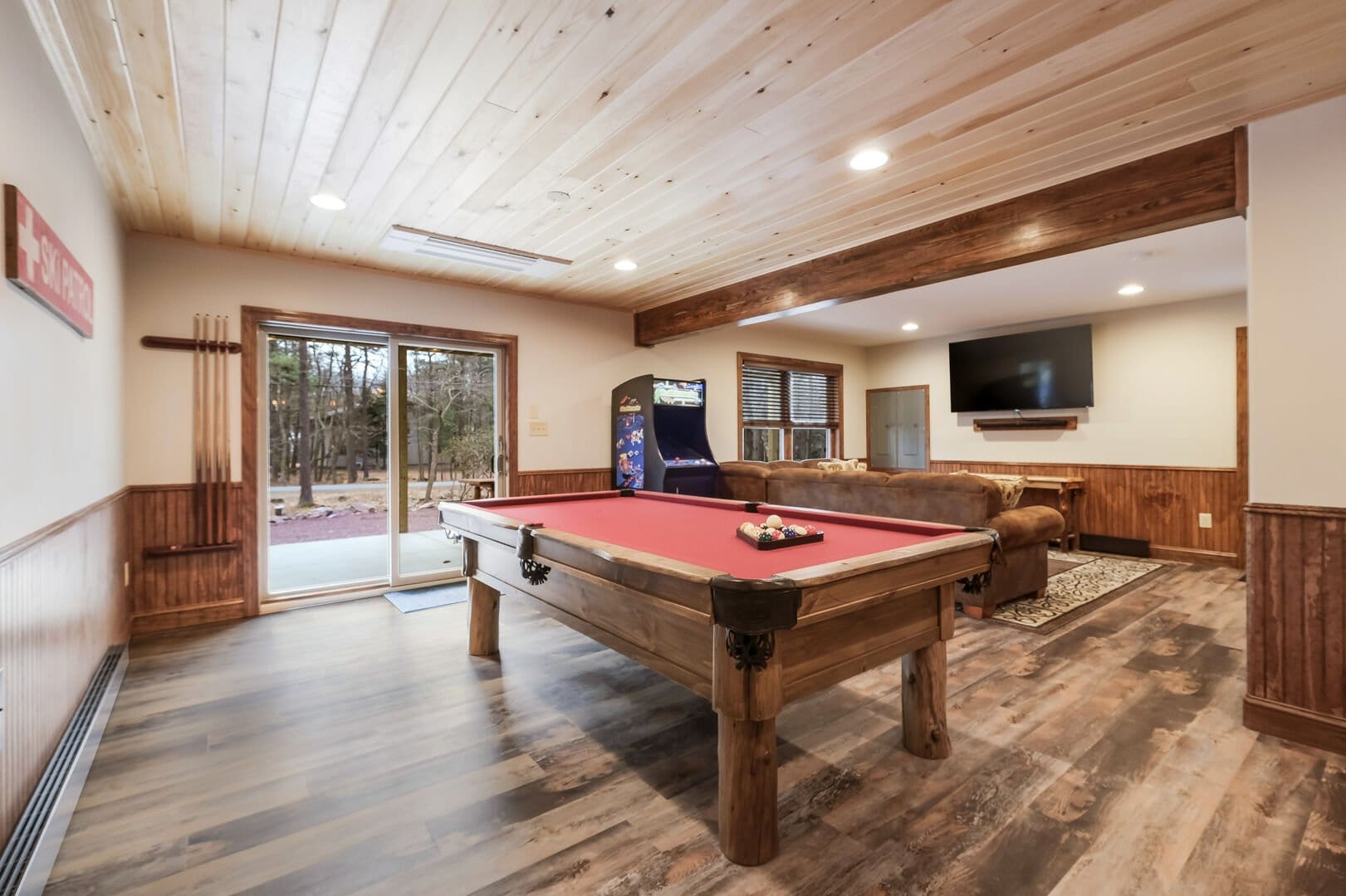 Game room with pool table.