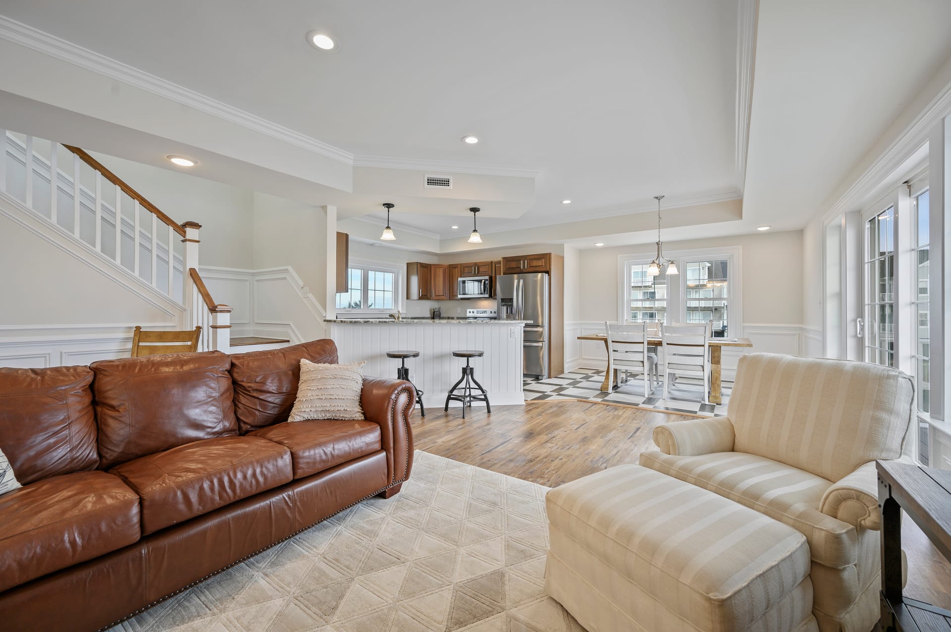 Open-concept kitchen and living room.