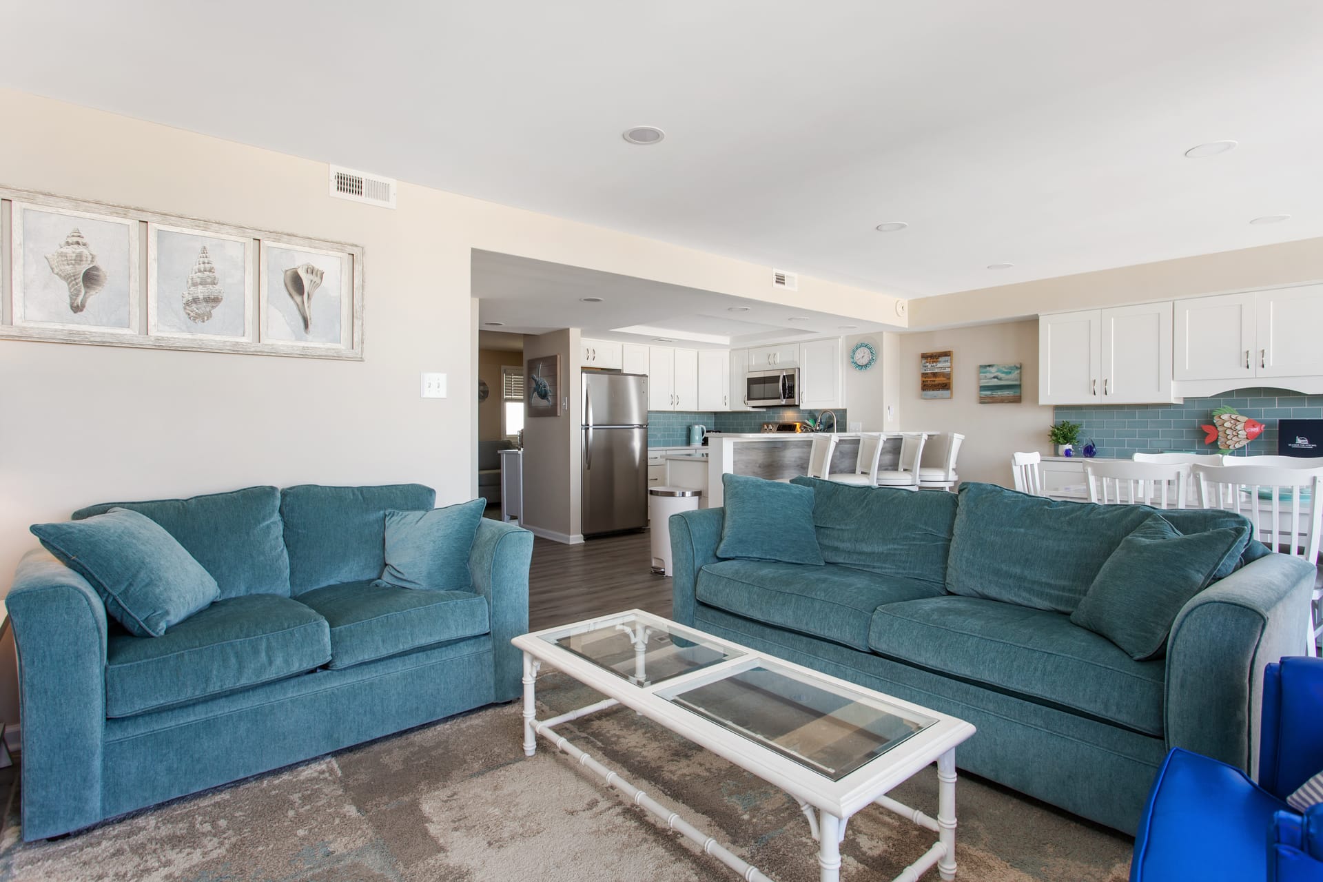 Open-concept living room and kitchen.