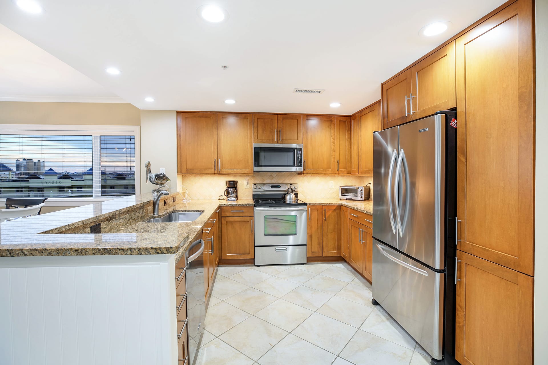 Modern kitchen with wooden cabinets