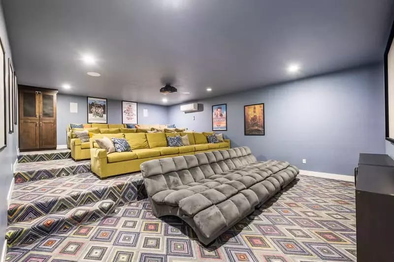 Home theater with tiered seating