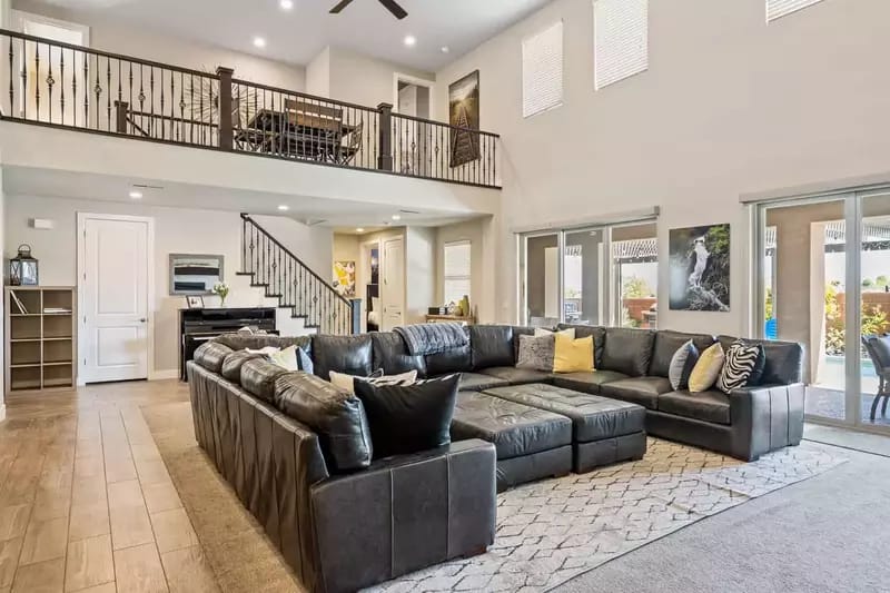 Spacious living room with sectional sofa.