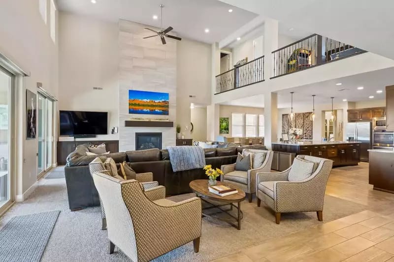 Spacious living room with modern decor.