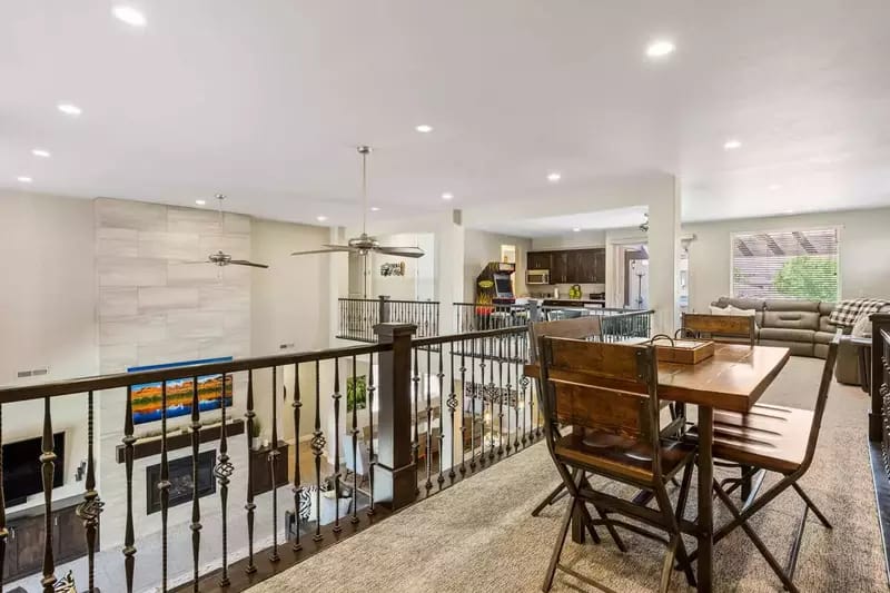 Open-concept living and dining area.