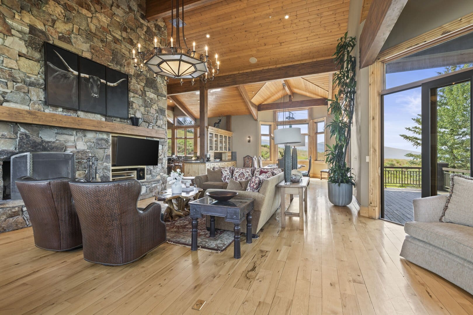 Rustic open-concept living room interior