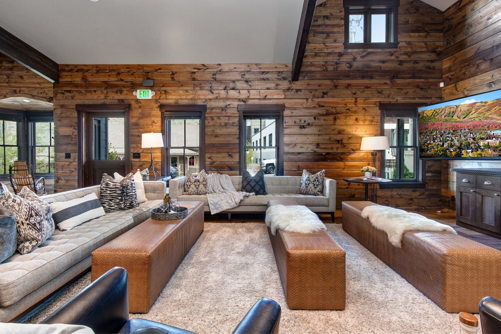 Cozy rustic living room interior.