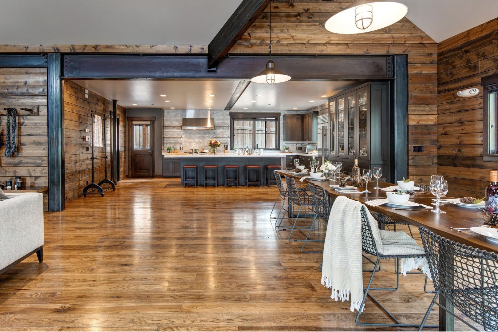 Rustic dining area and kitchen.