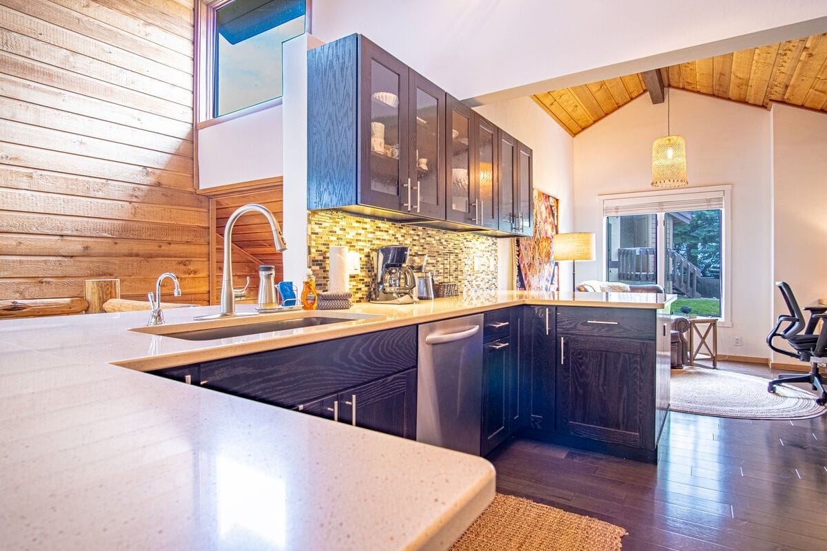 Modern kitchen with wooden elements.