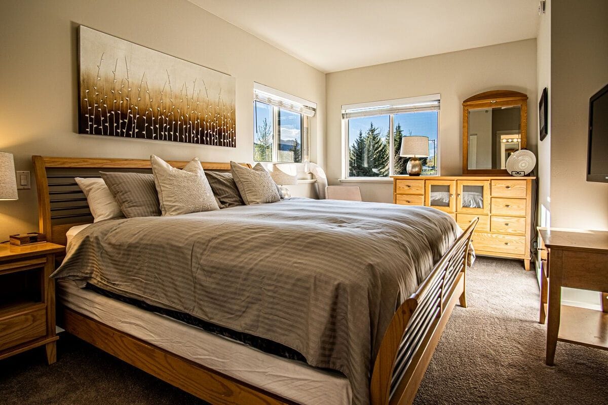 Cozy bedroom with modern decor.