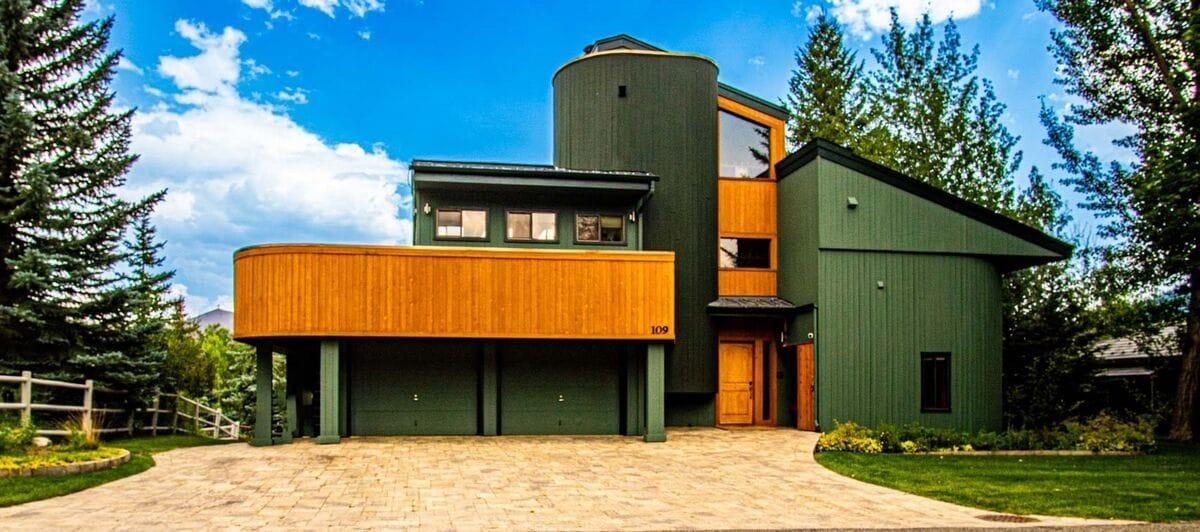 Modern green and wood house.