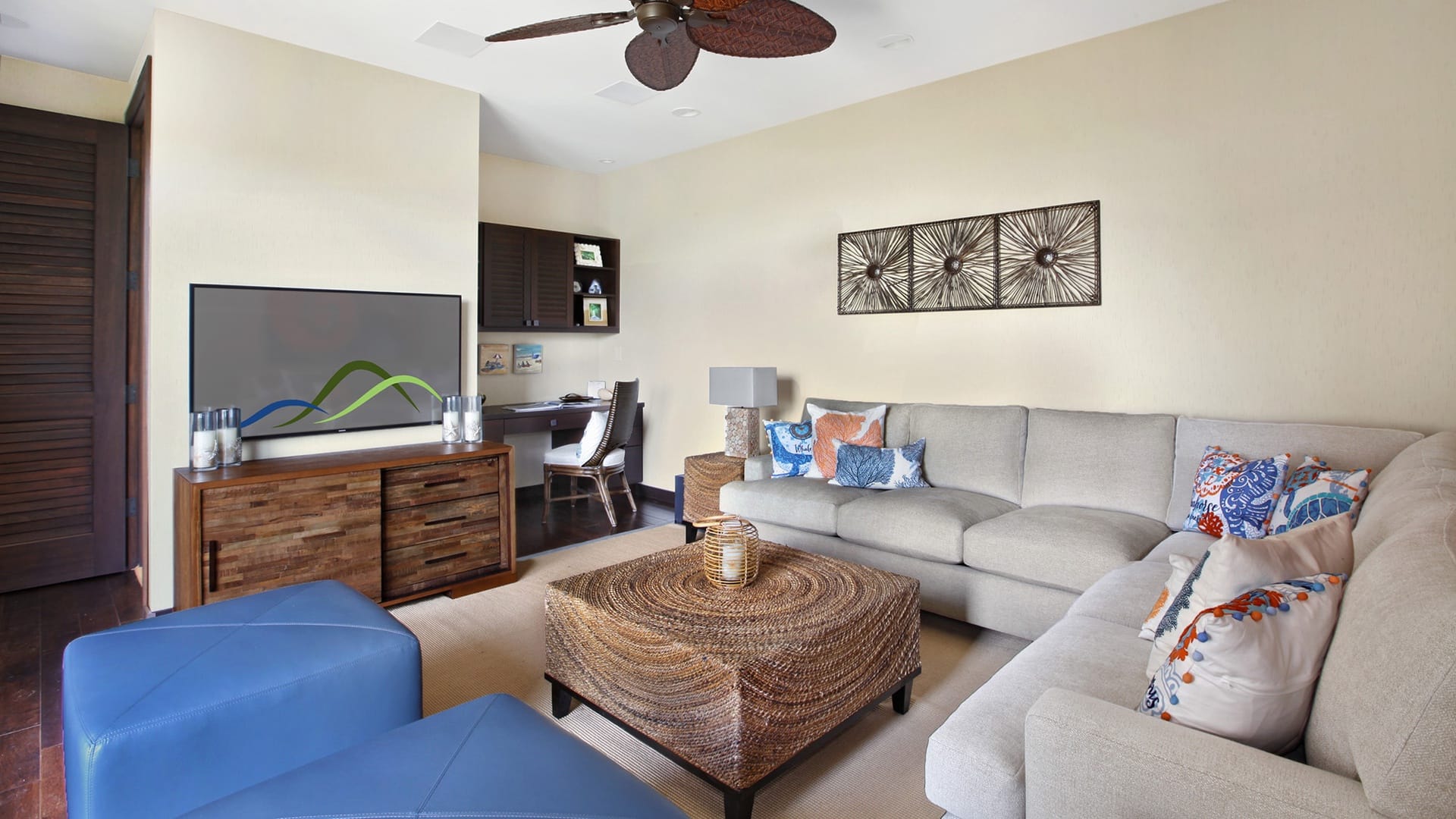 Cozy living room with sectional.