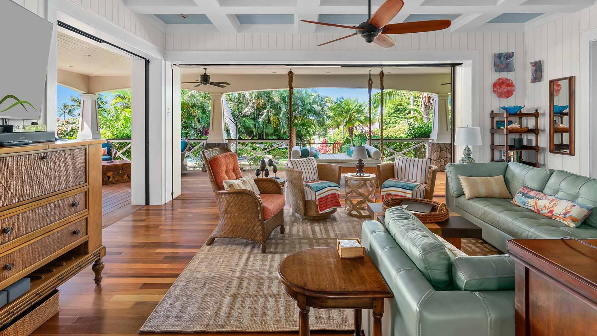 Open living room with outdoor view.