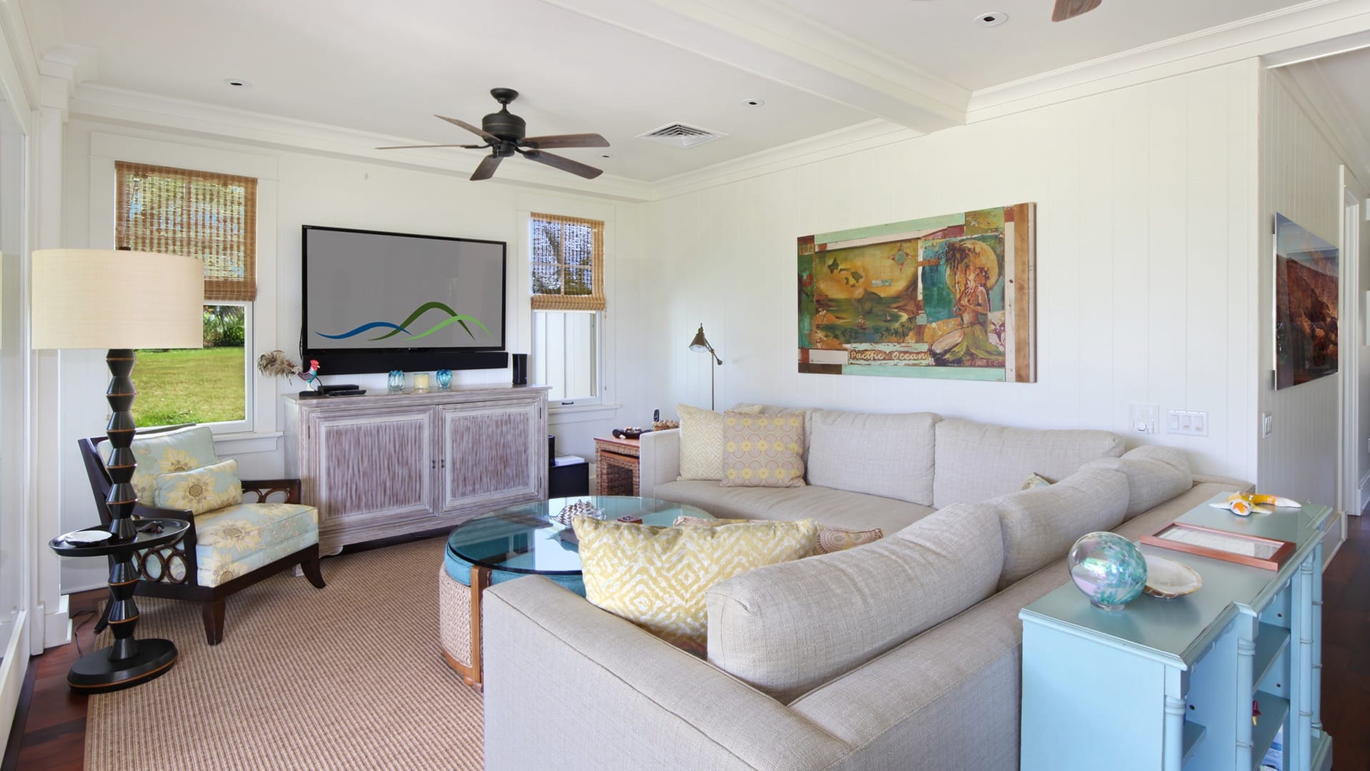 Cozy living room with sectional sofa.