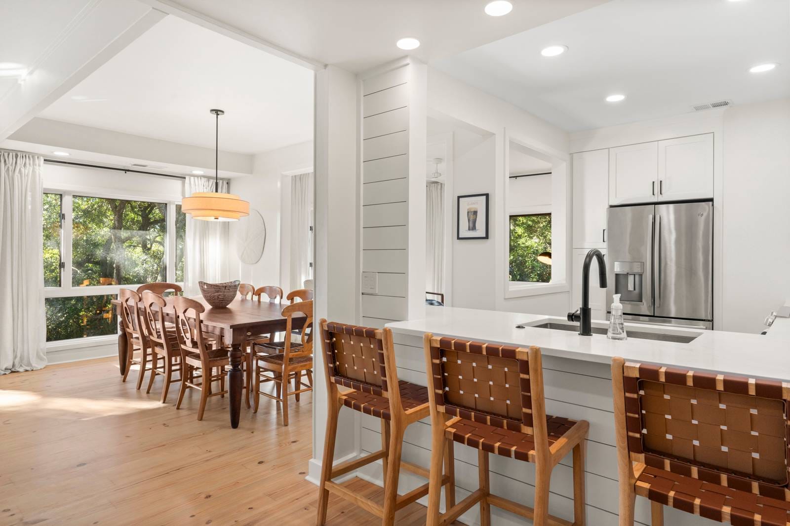 Open kitchen and dining area.