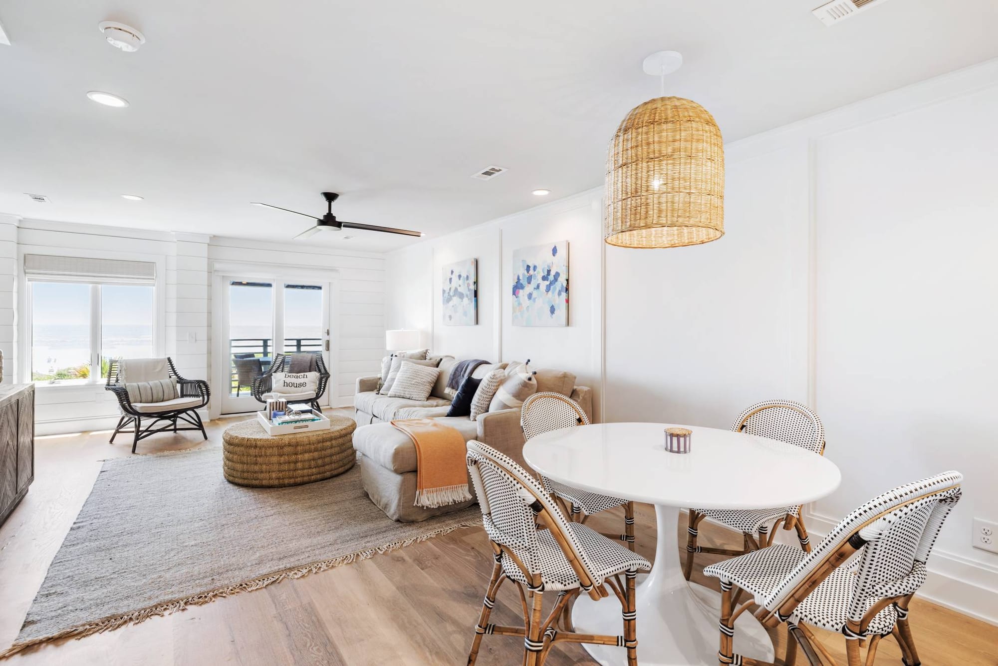 Bright coastal living room, modern design.