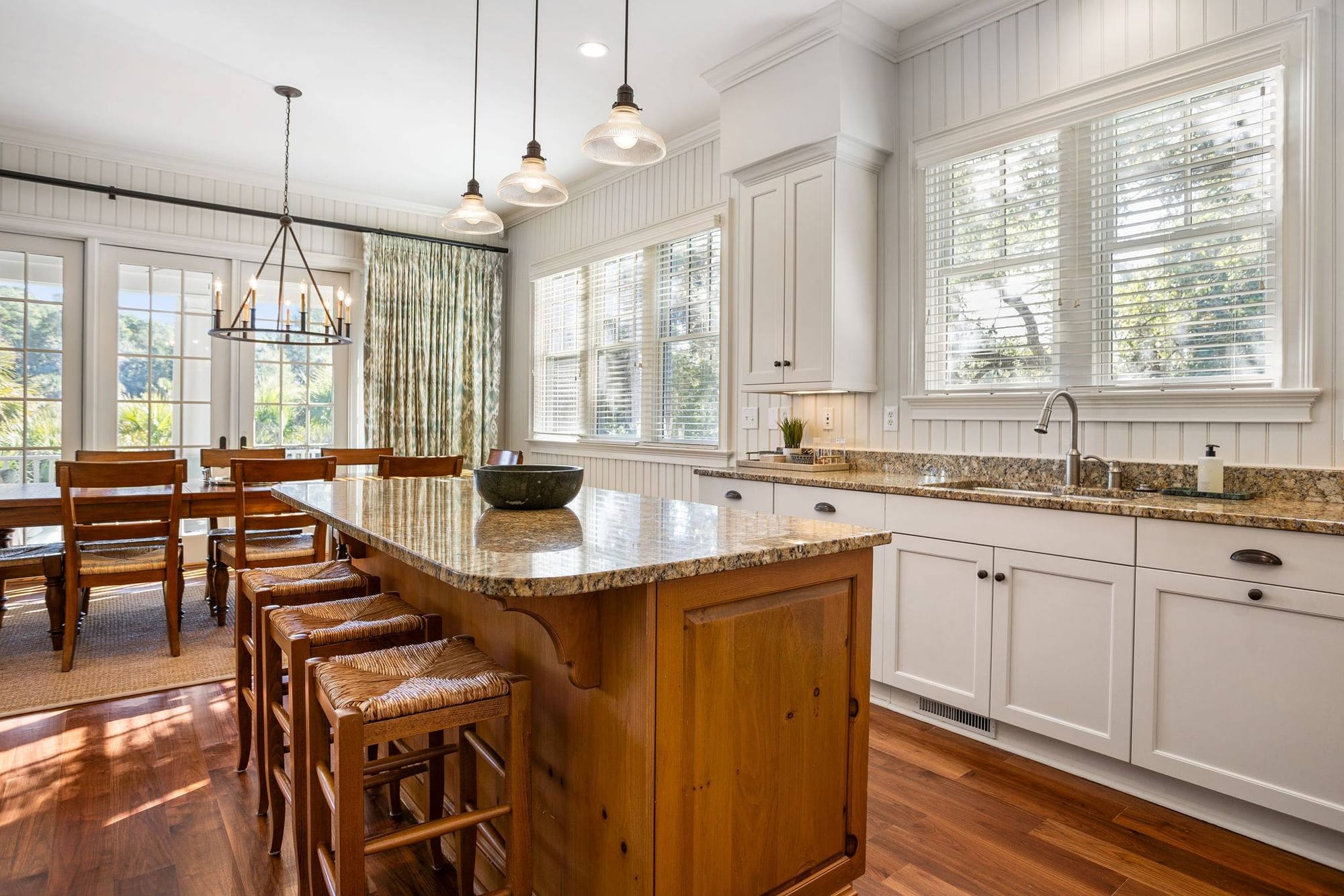 Bright kitchen with wooden accents.