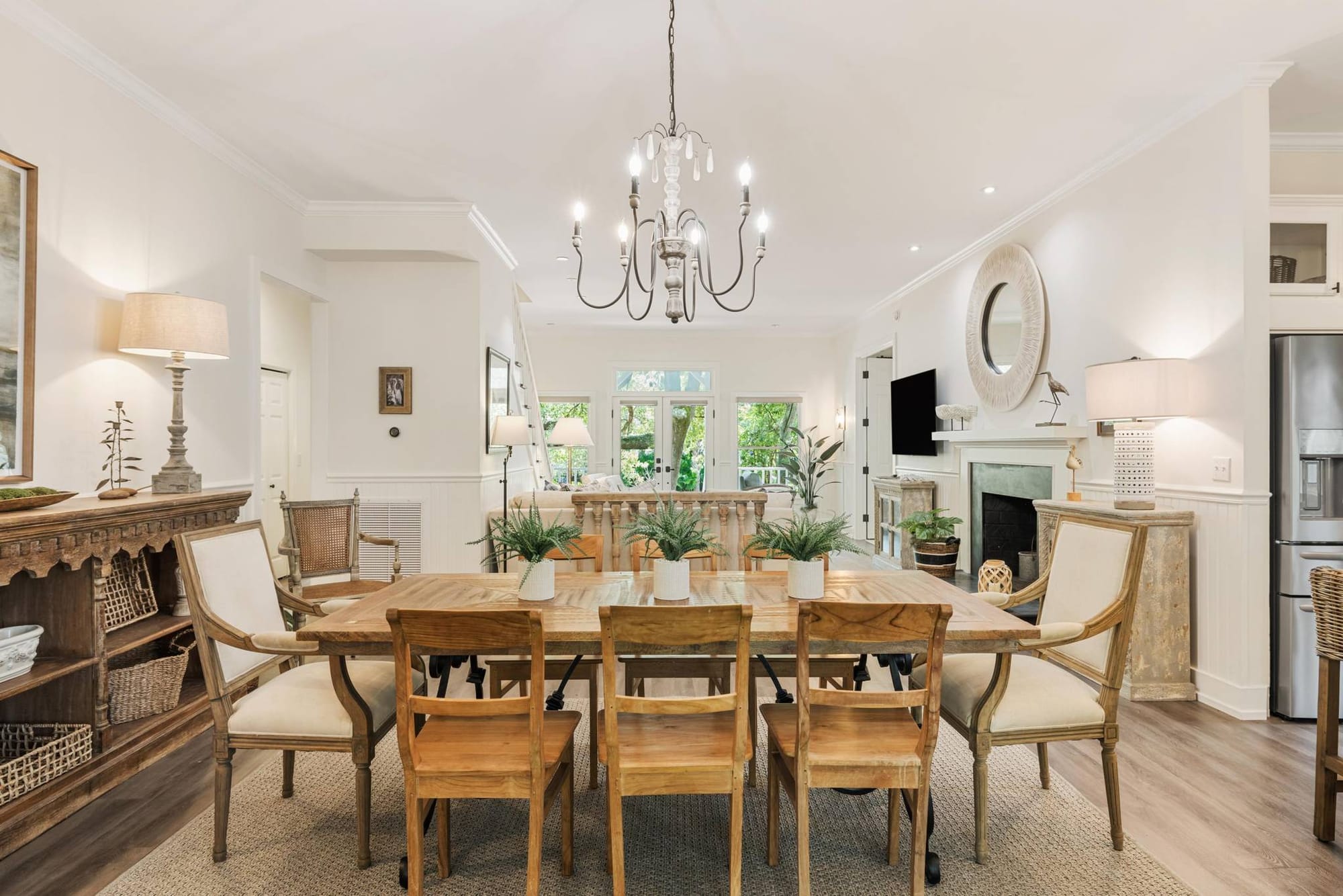 Elegant dining and living room.