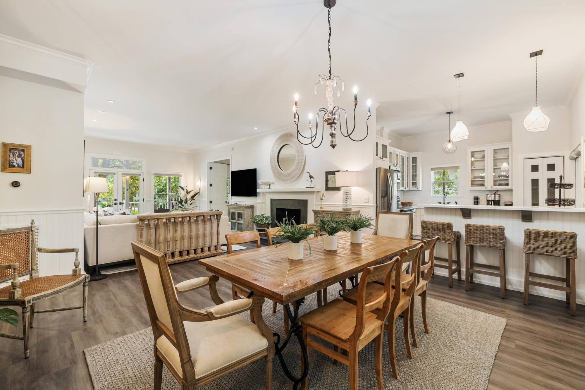 Open kitchen and dining area.