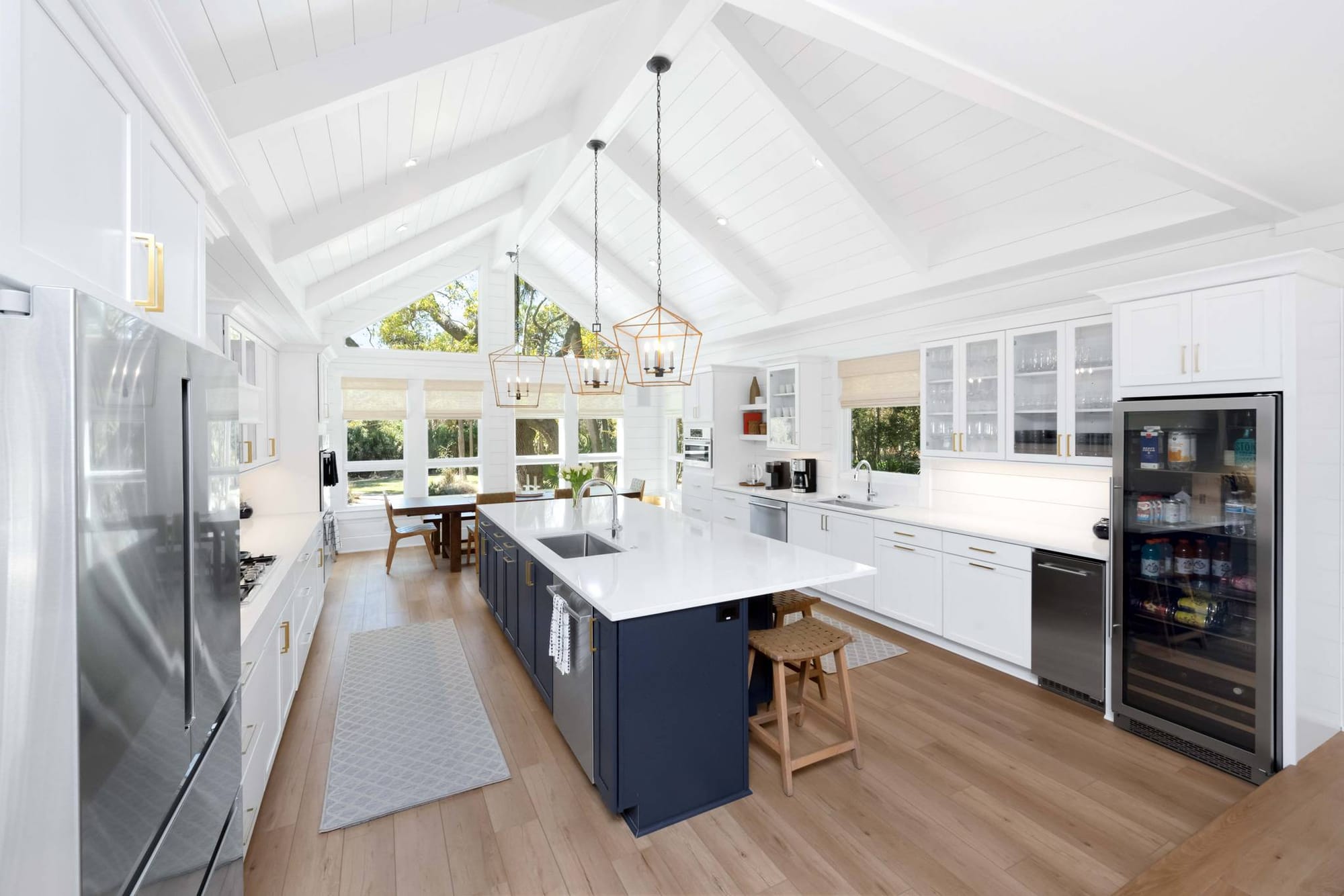 Modern white kitchen with island.