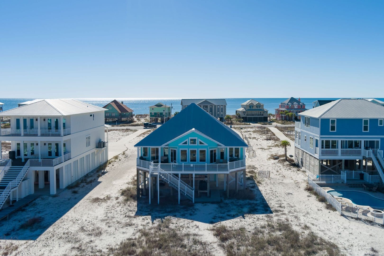 Beach houses with ocean view.