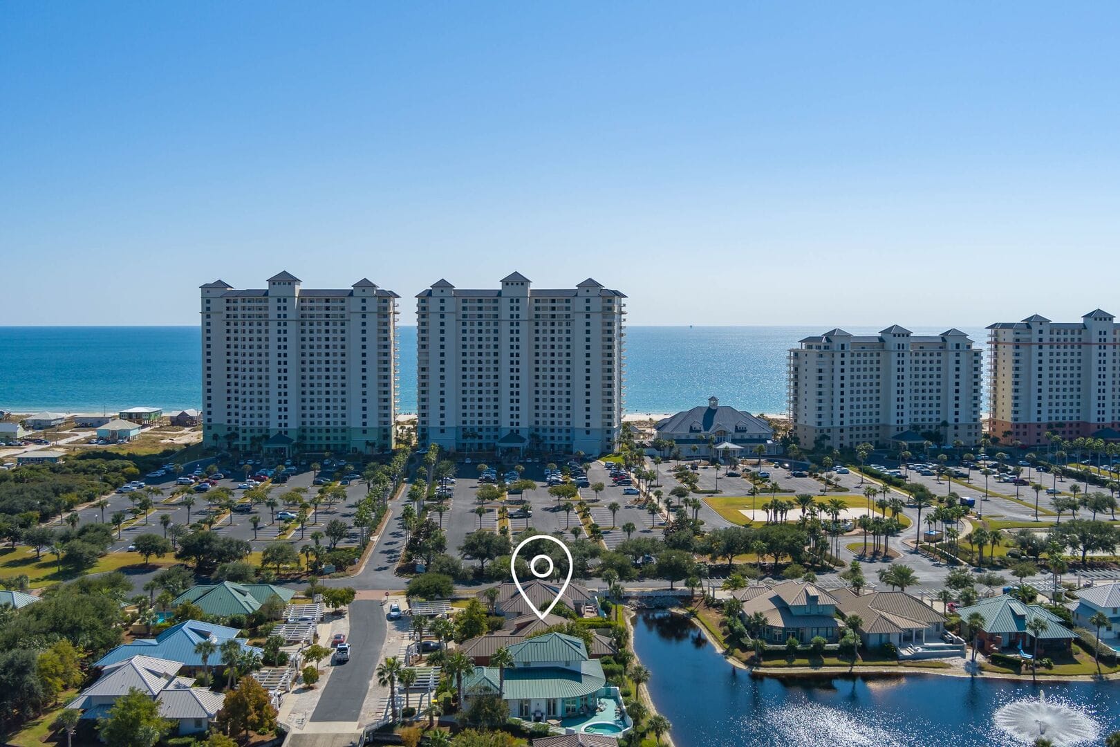 High-rise buildings by the ocean.