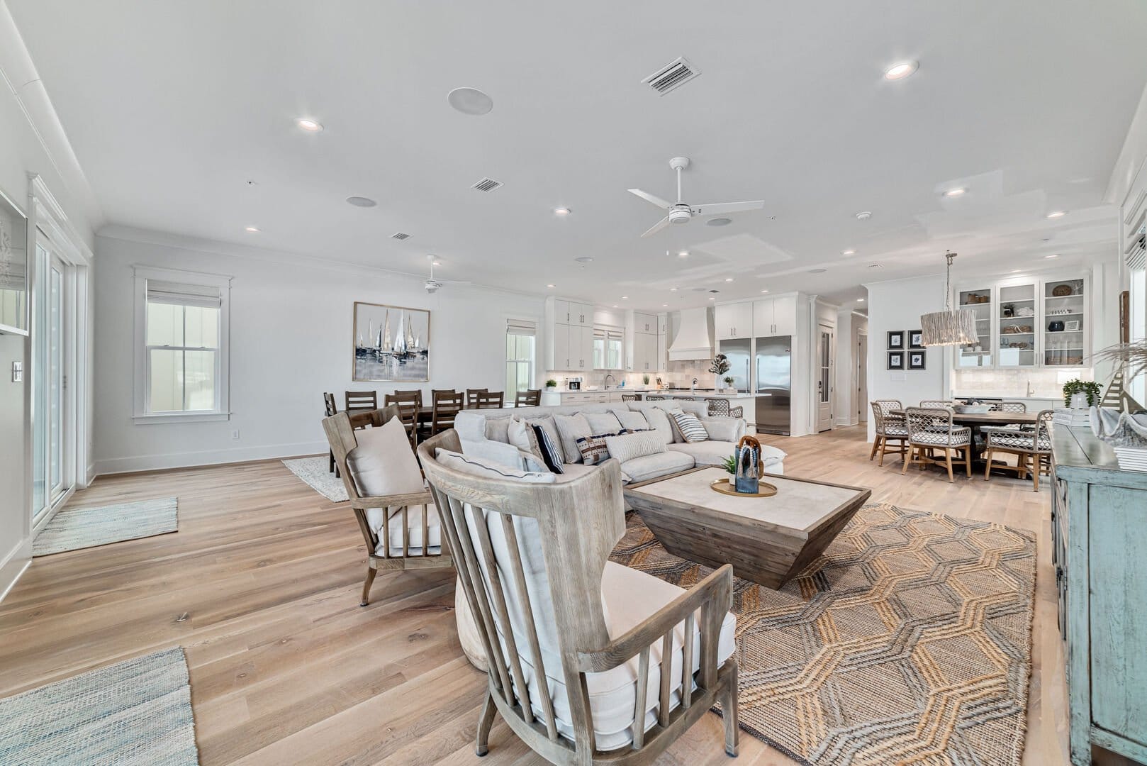 Open-concept living room and kitchen.