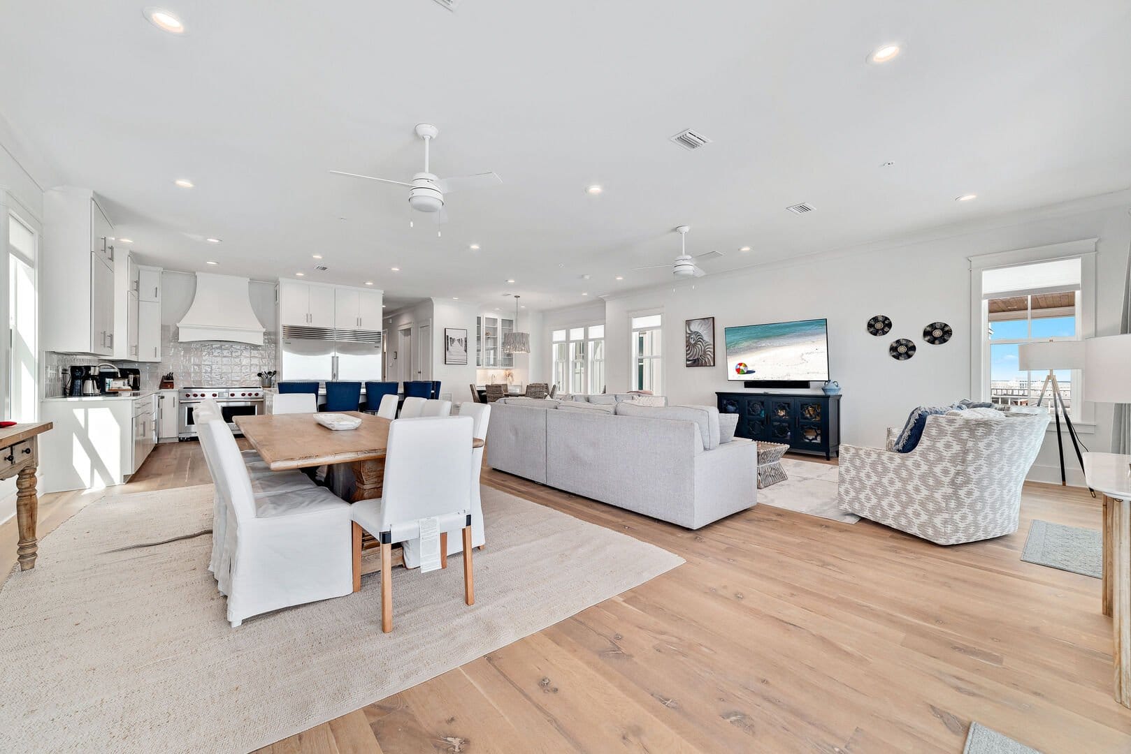 Open-concept living and dining area.