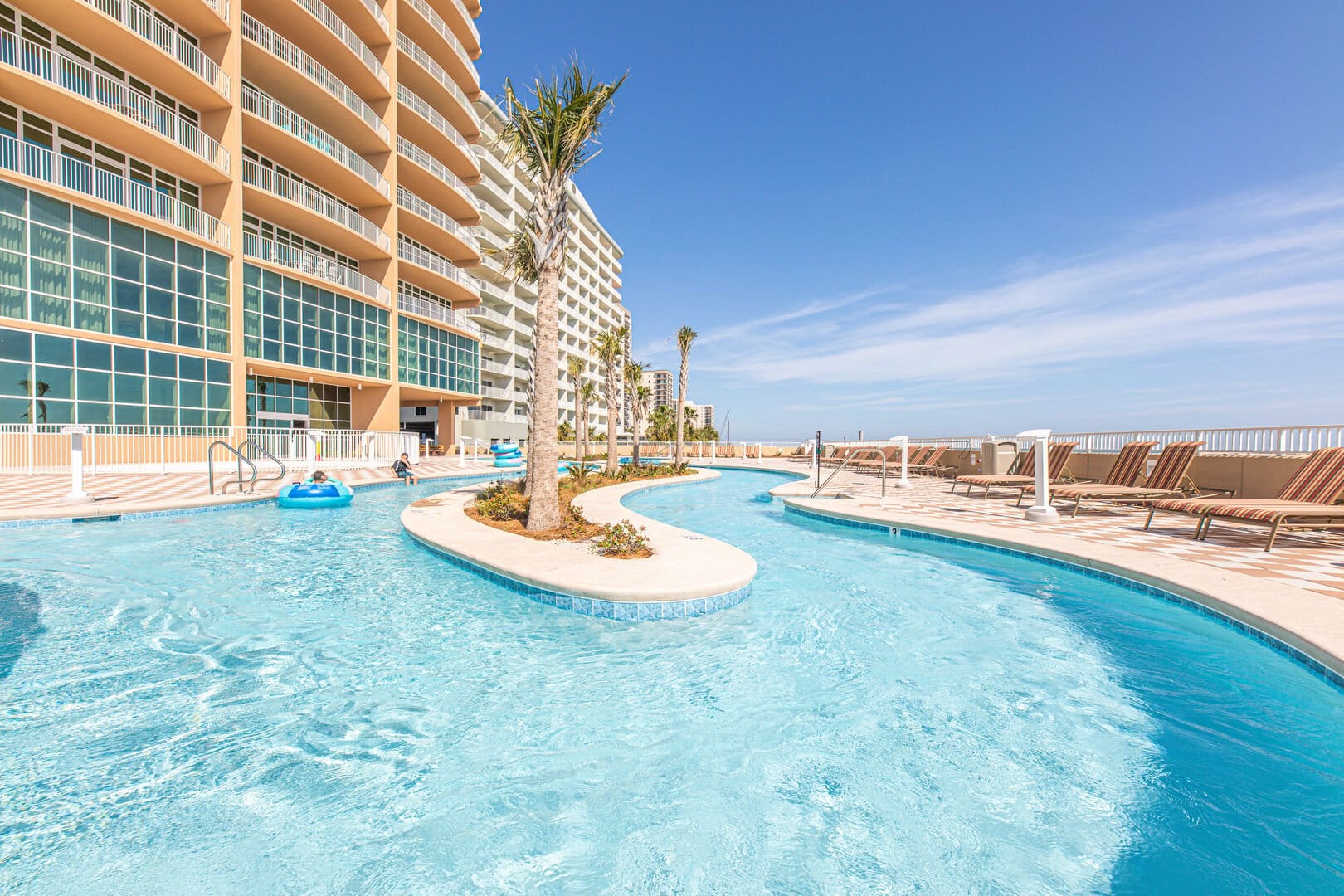 Lazy river by beachfront hotel.