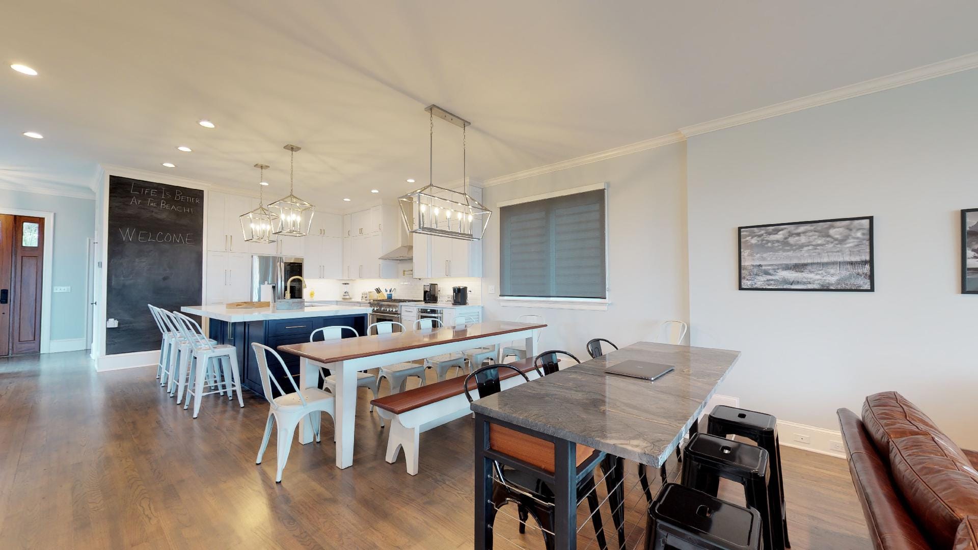 Spacious kitchen and dining area.