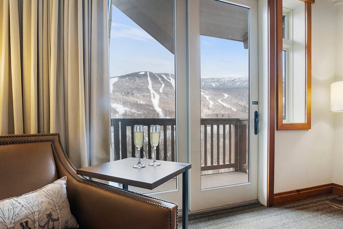 Mountain view from cozy living room.