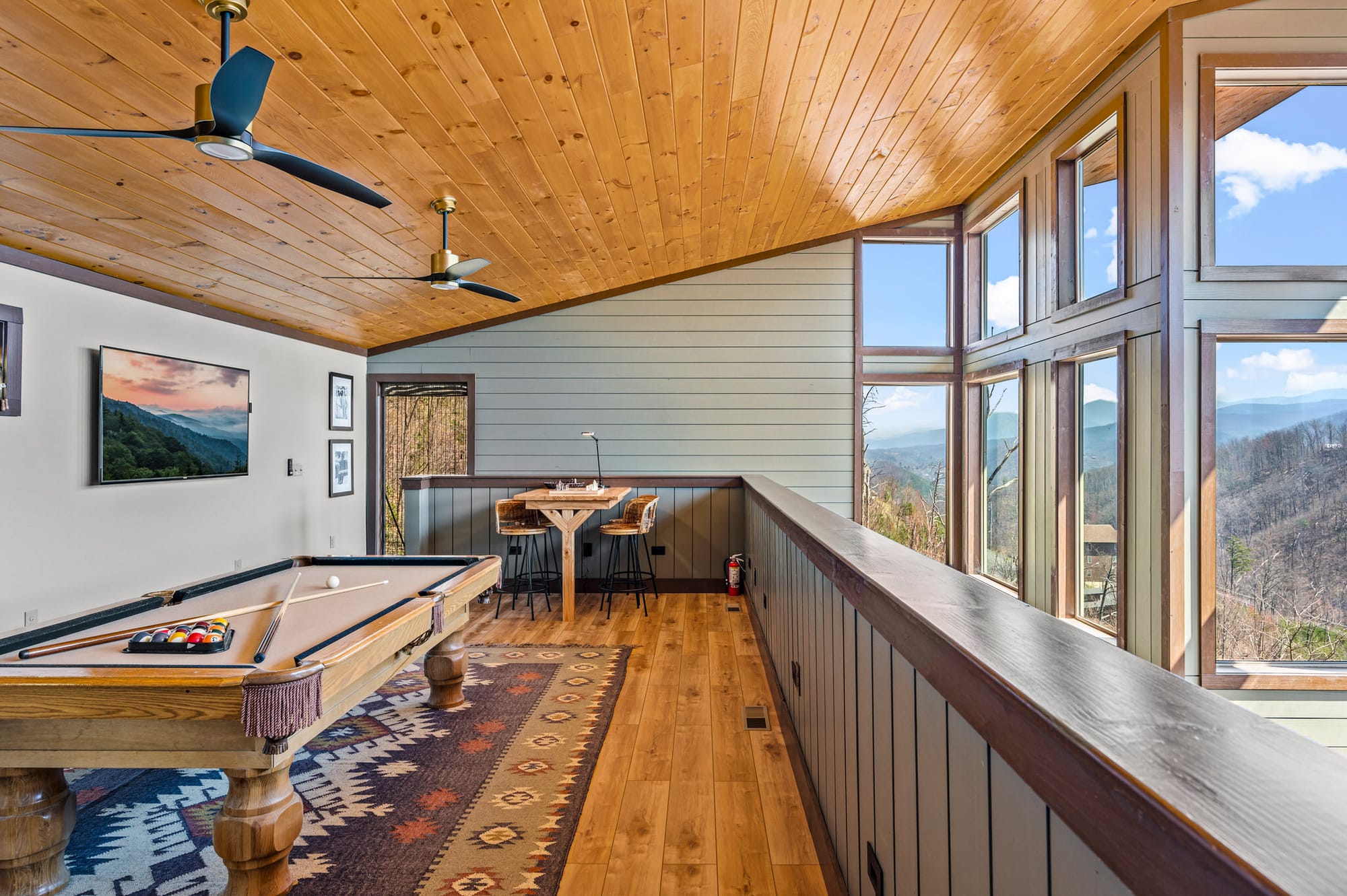 Cozy room with pool table.