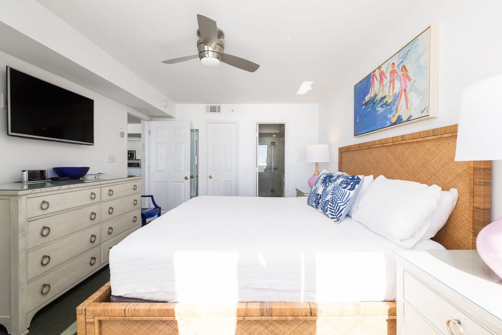 Bright bedroom with contemporary decor.