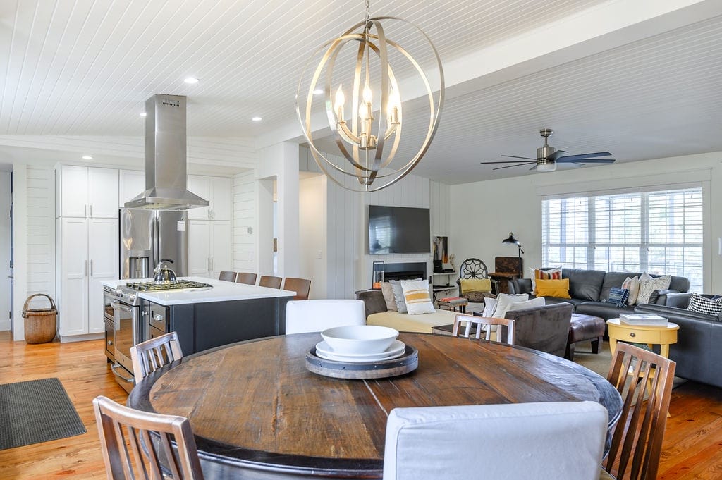 Open-plan kitchen and living room.