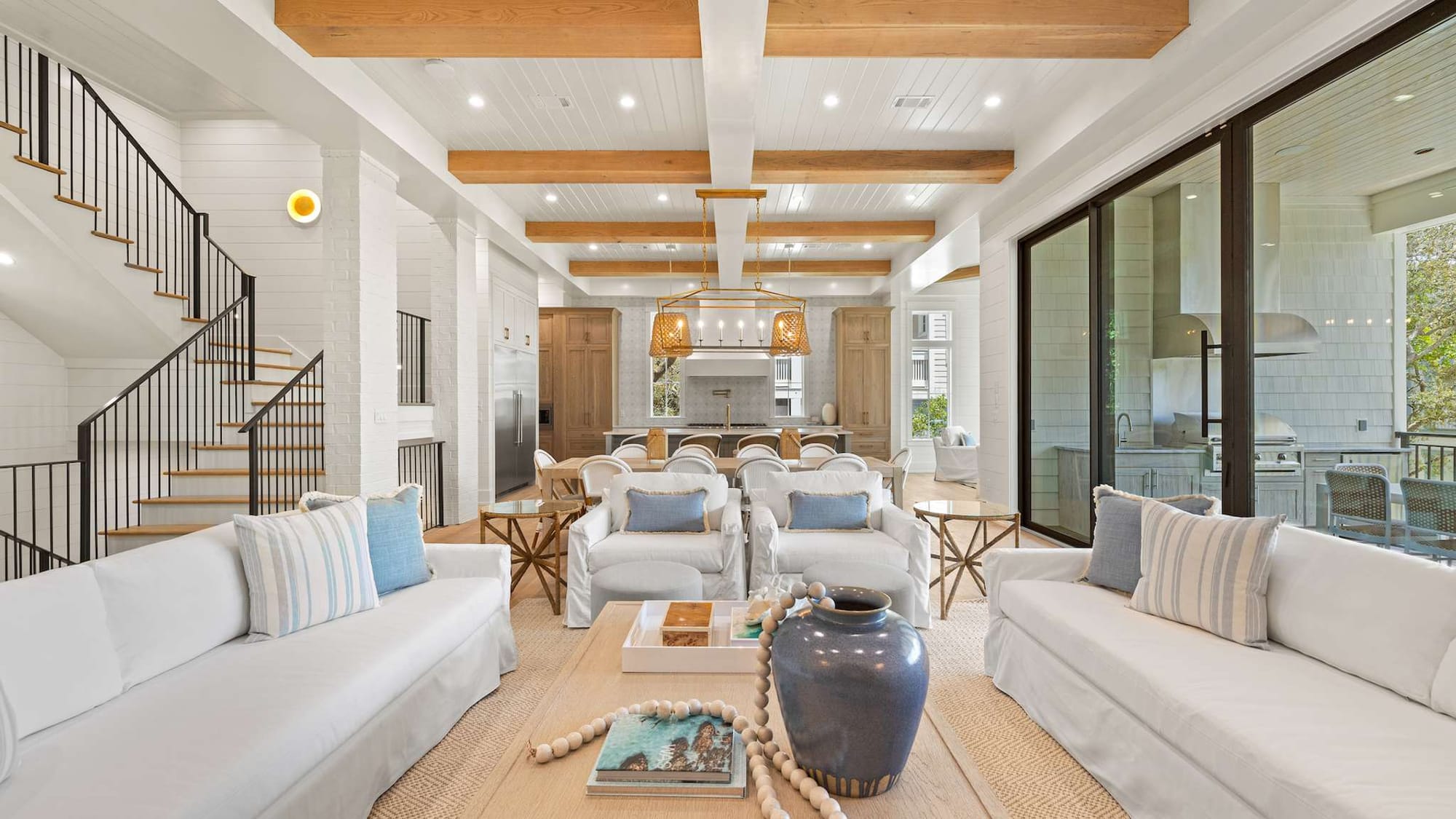 Modern open-concept living and dining space.