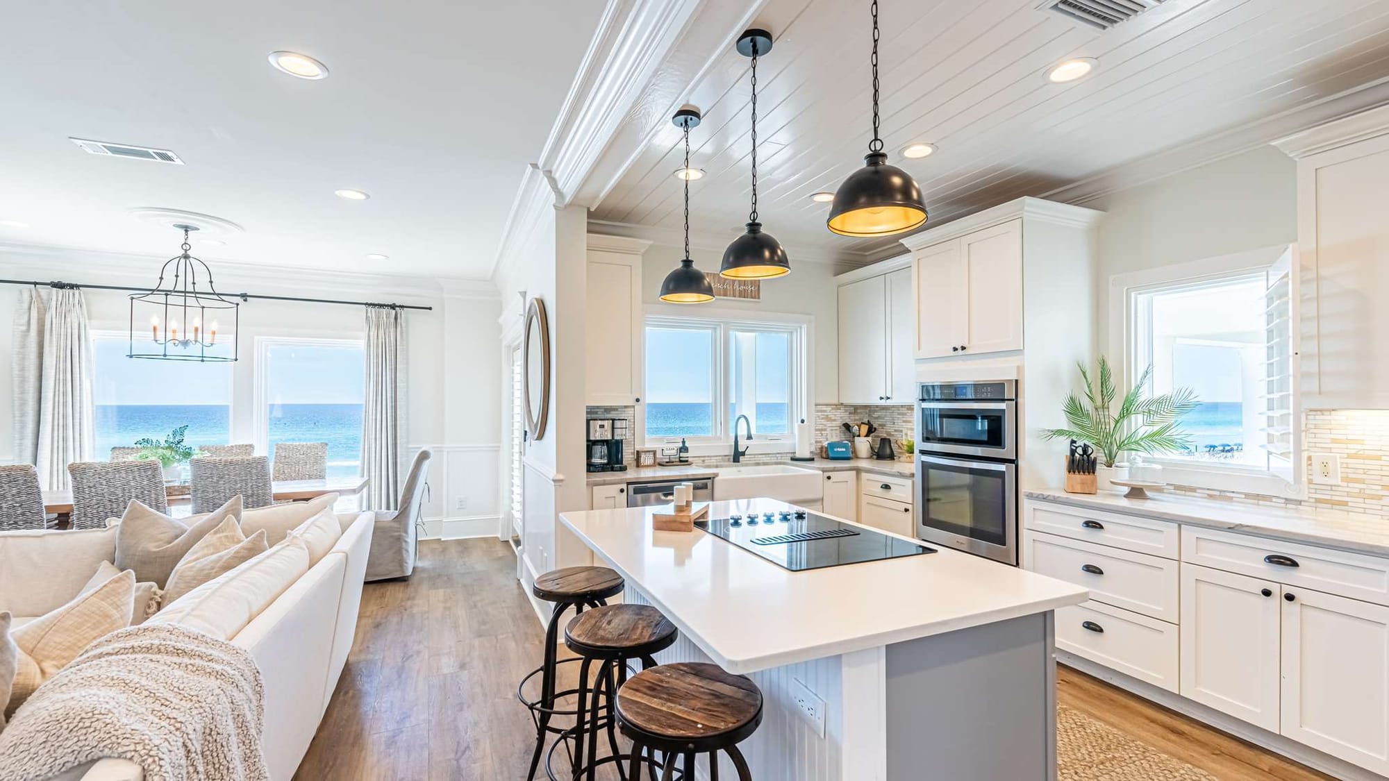 Coastal kitchen and dining area.