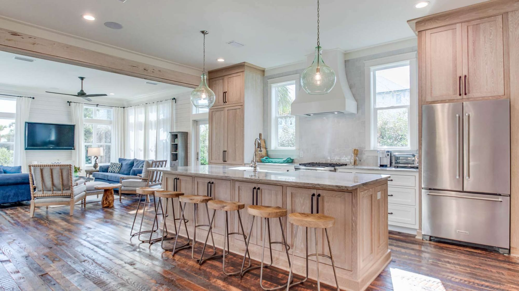 Open kitchen and living room space.