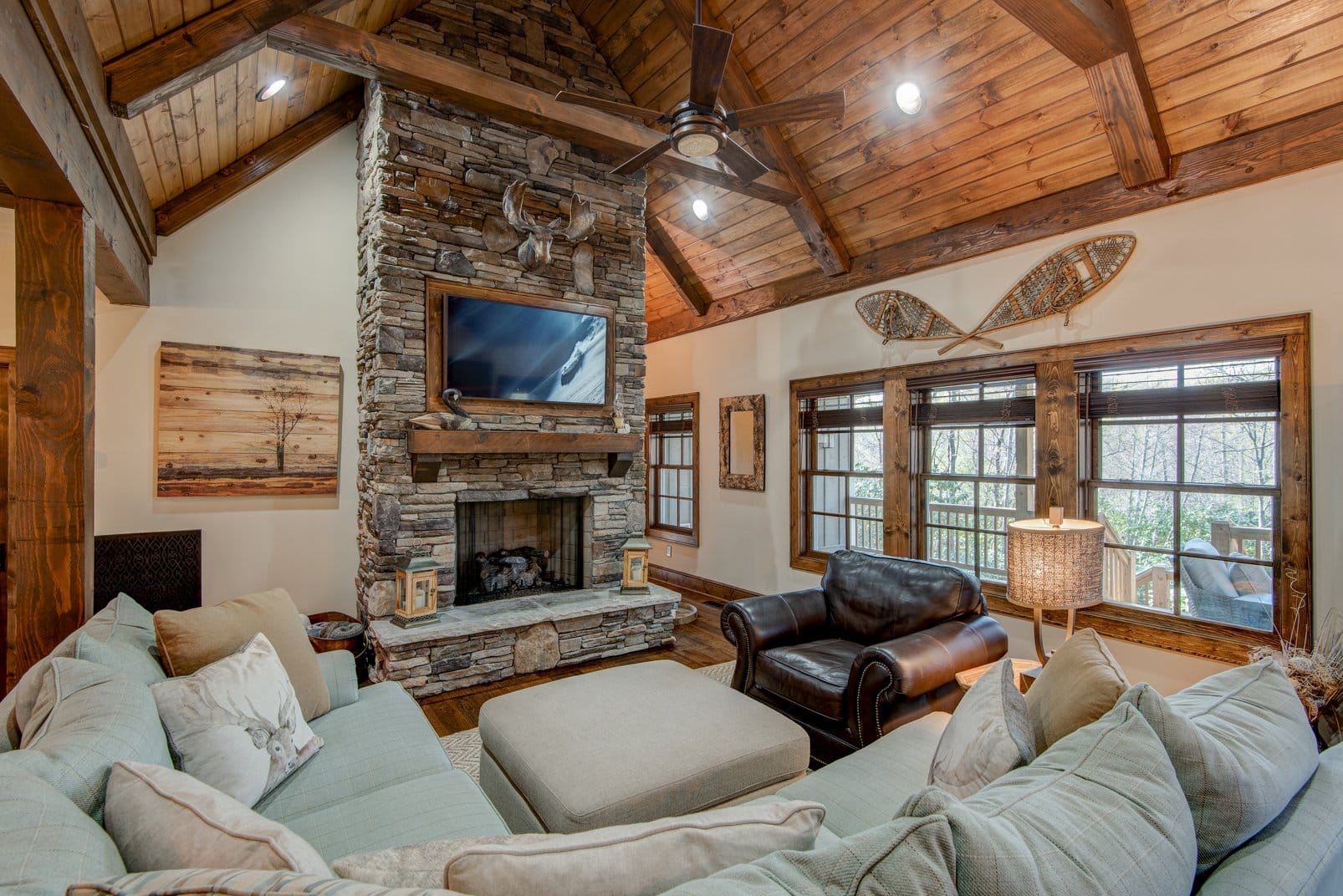 Cozy rustic living room interior.